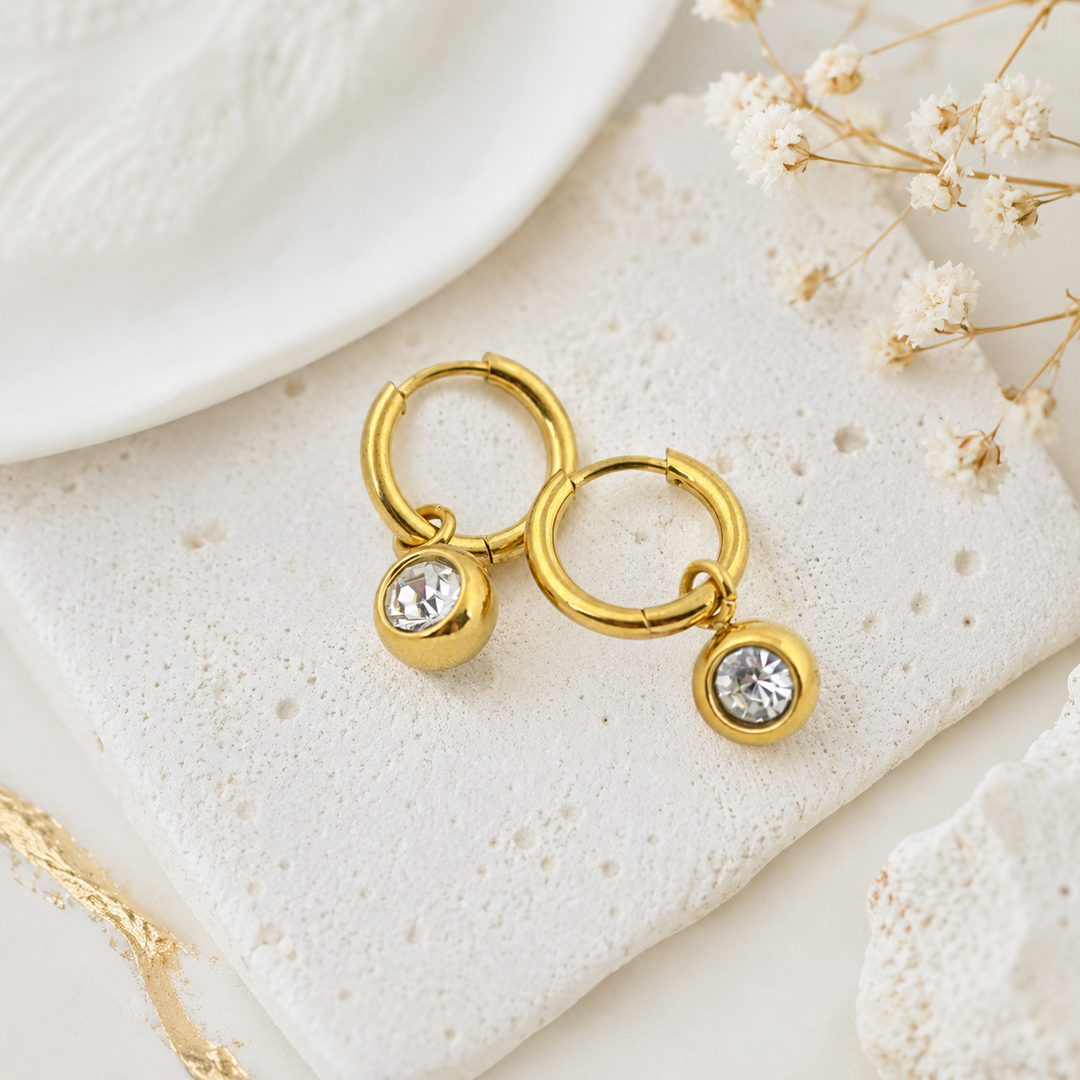 Earrings - Gold Crystal Heggies