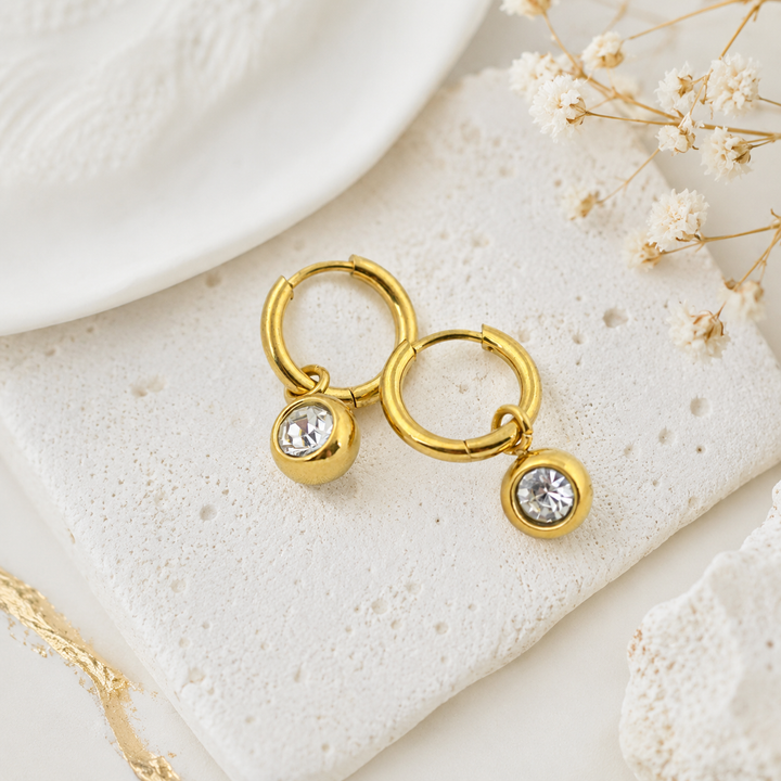 Earrings - Gold Crystal Heggies