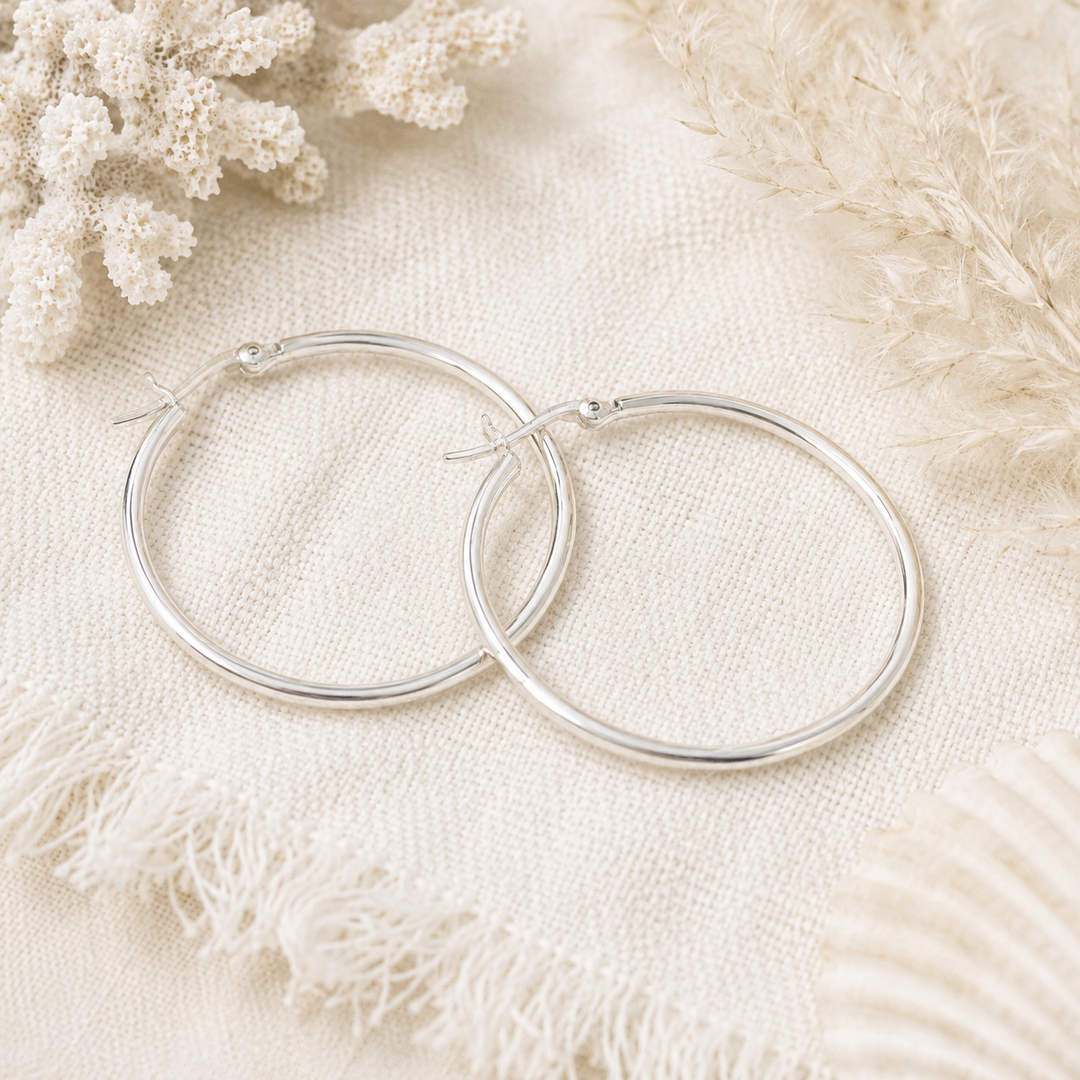 Earrings - Large Sterling Silver Hoops