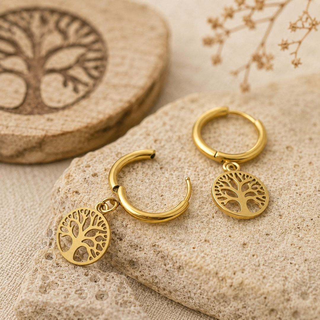 Earrings - Gold tree of life earrings