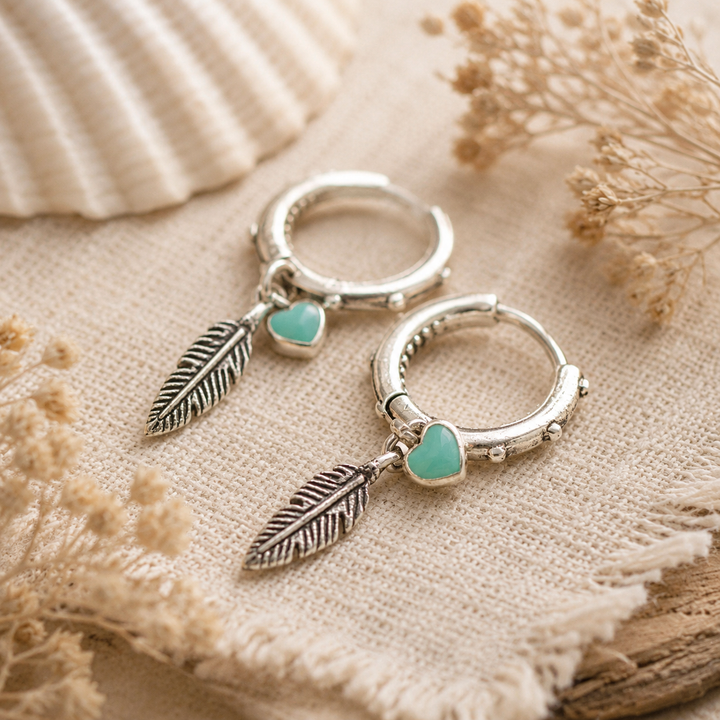 Earrings - Bohemian Feather mini hoops