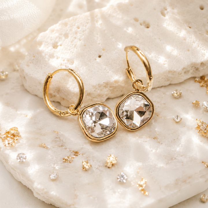 Earrings - Big gold sparkling hoops