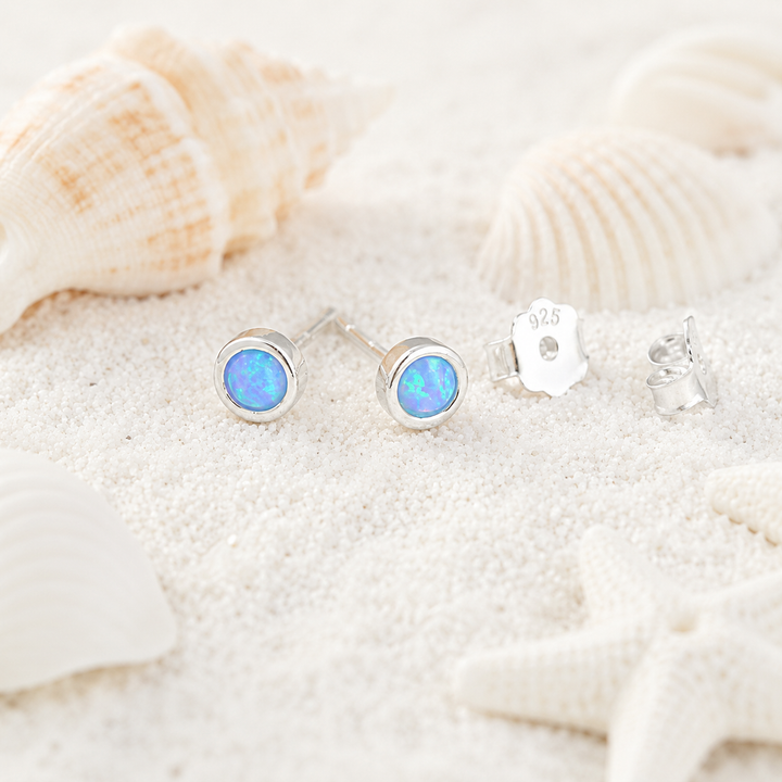 Earrings - Blue Opal Studs