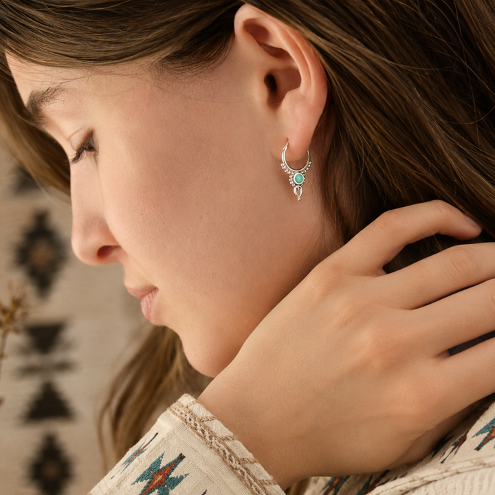Earrings - Boho Turquoise hoops
