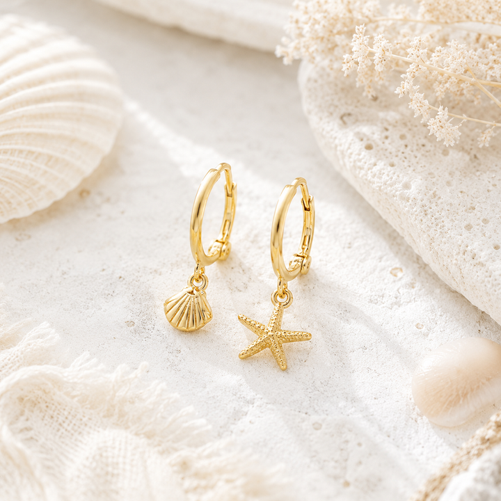 Earrings - Gold Seaside huggies
