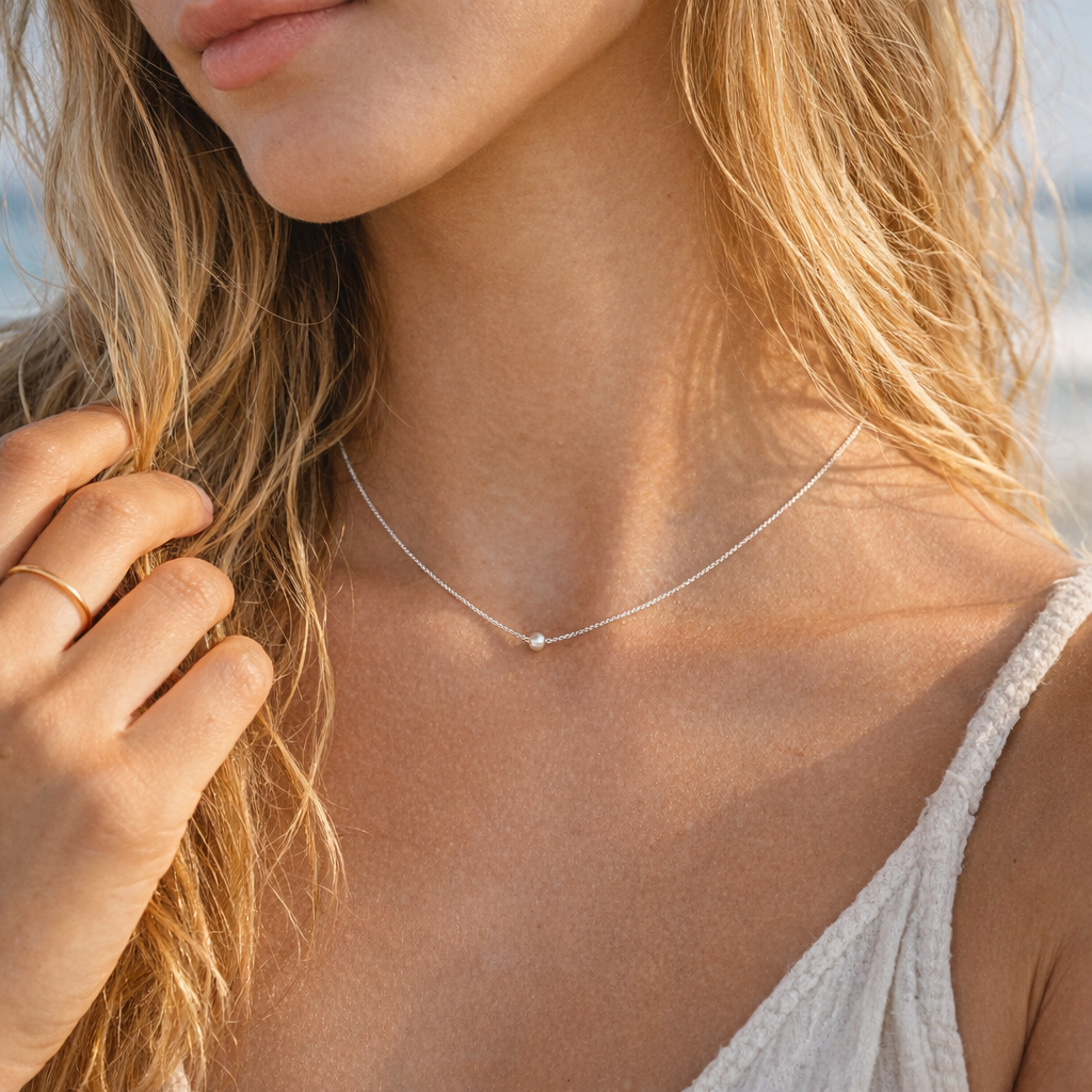 Necklaces - Dainty Pearl choker