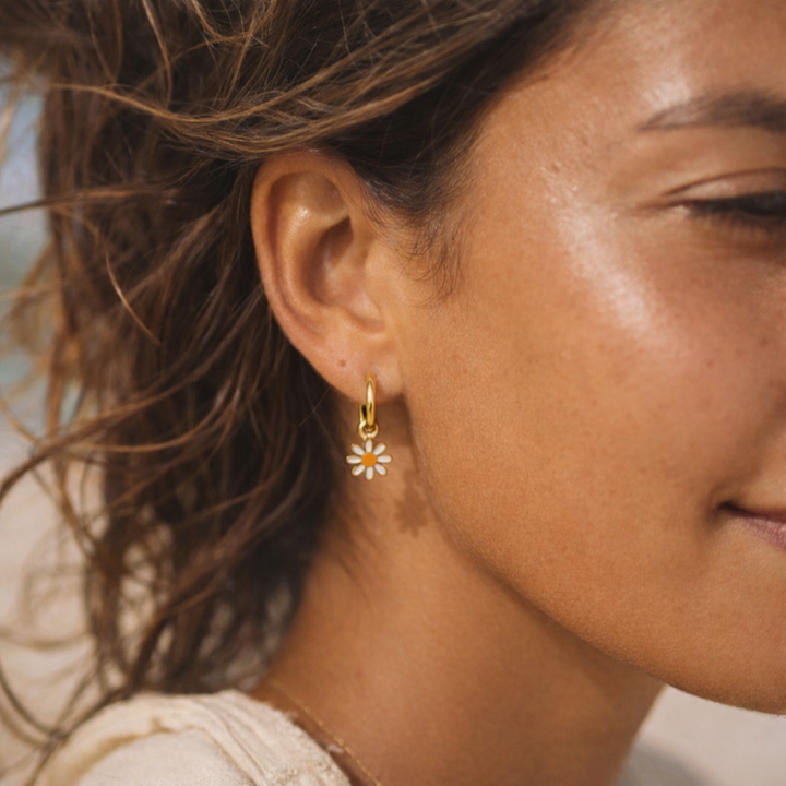 Earrings - Gold Daisy Huggies
