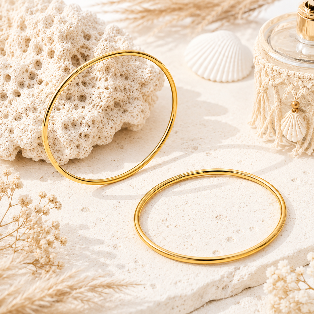 Thin gold waterproof halo anklet