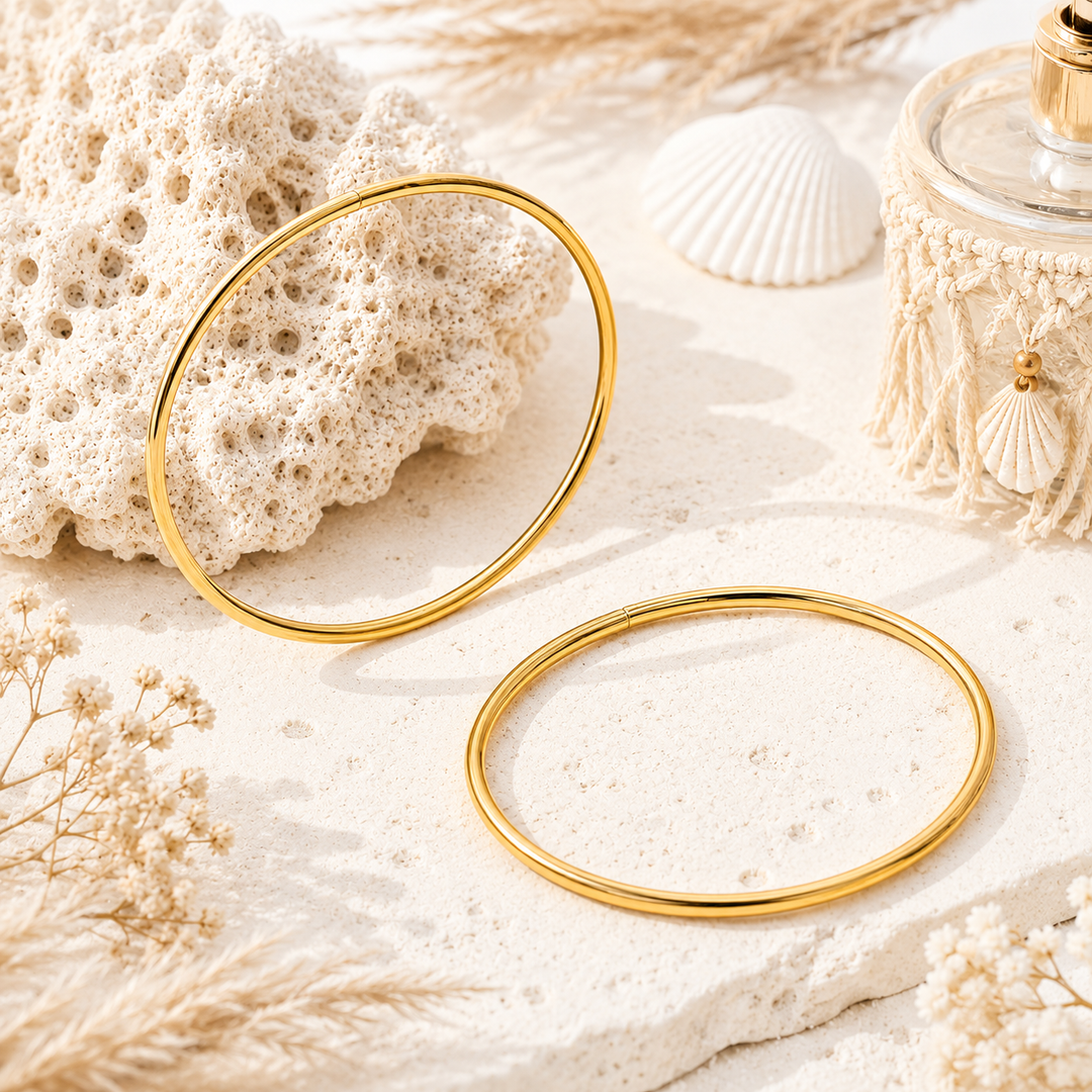 Thin gold waterproof halo anklet