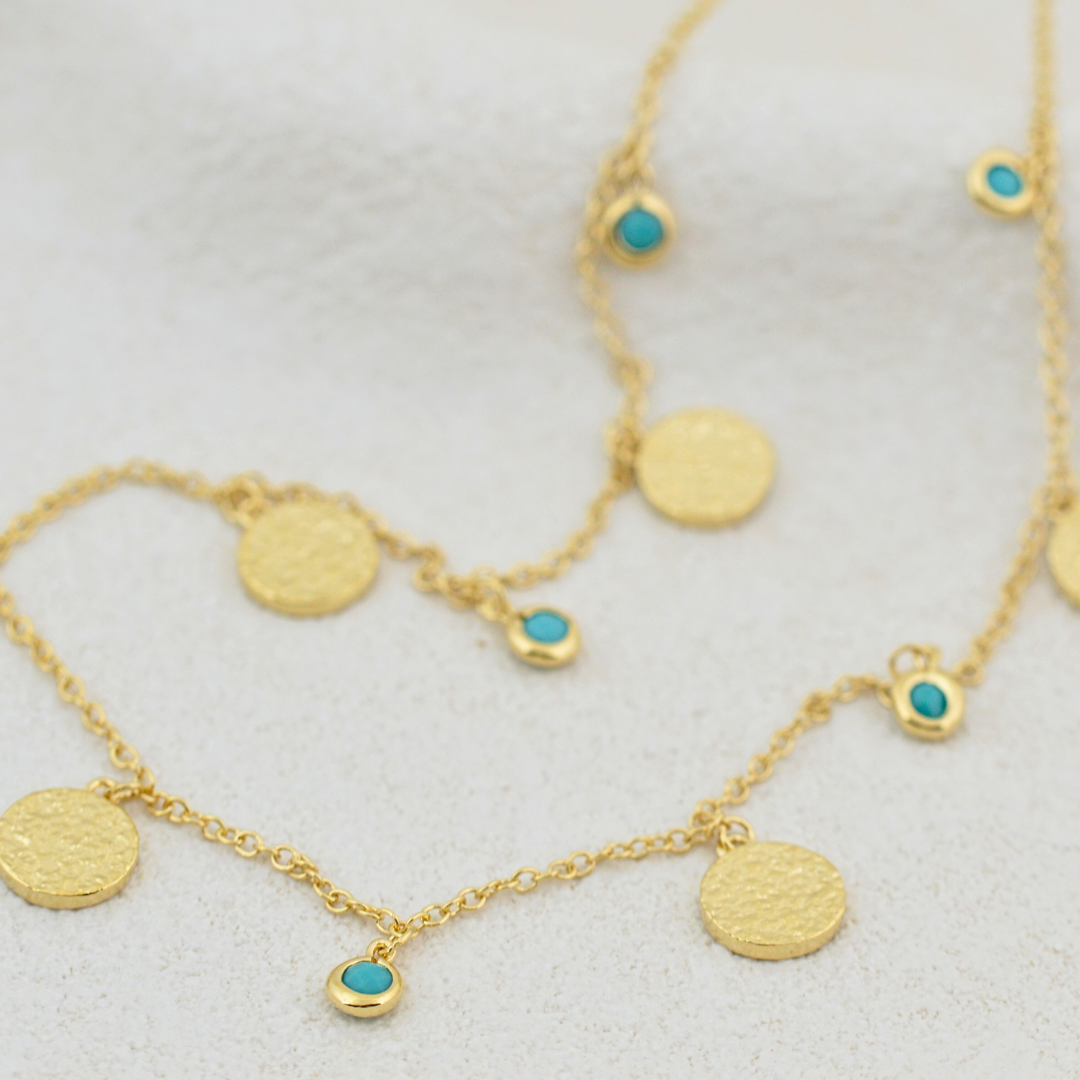 Necklaces - Turquoise and Gold Choker