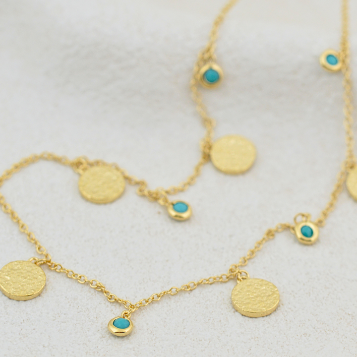 Necklaces - Turquoise and Gold Choker