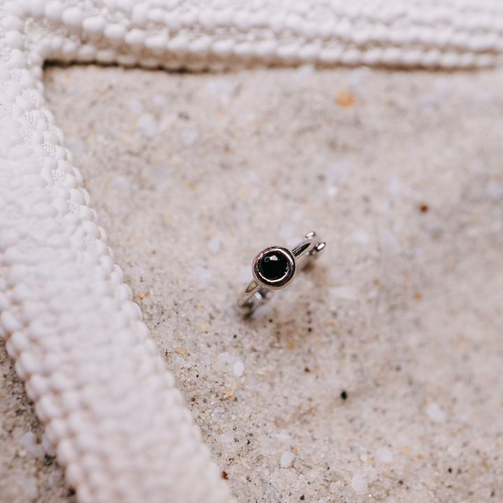 Tiny Side Ear Huggies (Metal & Black)