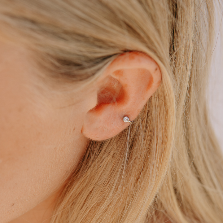 Tiny Side Ear Huggies (Metal & Clear)