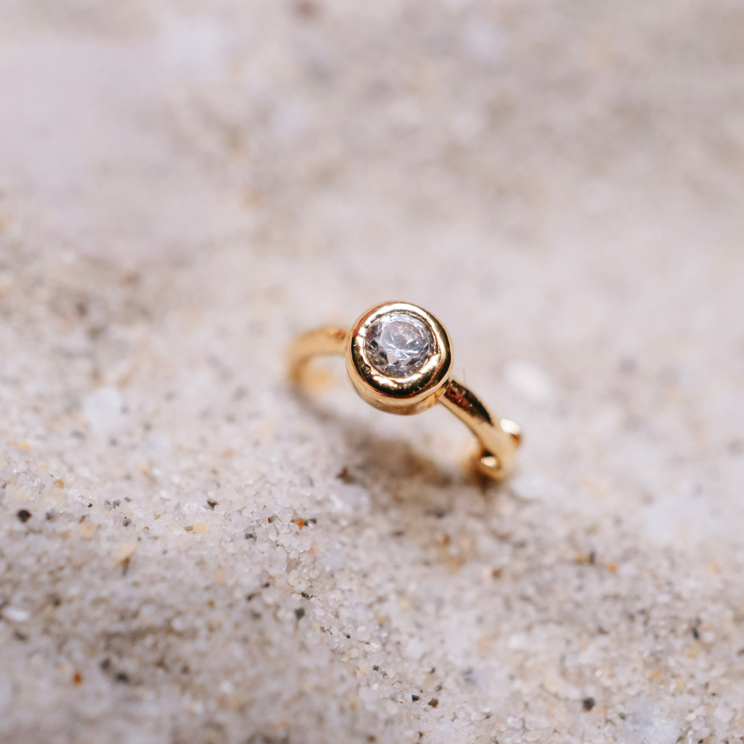 Tiny Side Ear Huggies (Gold & Clear)