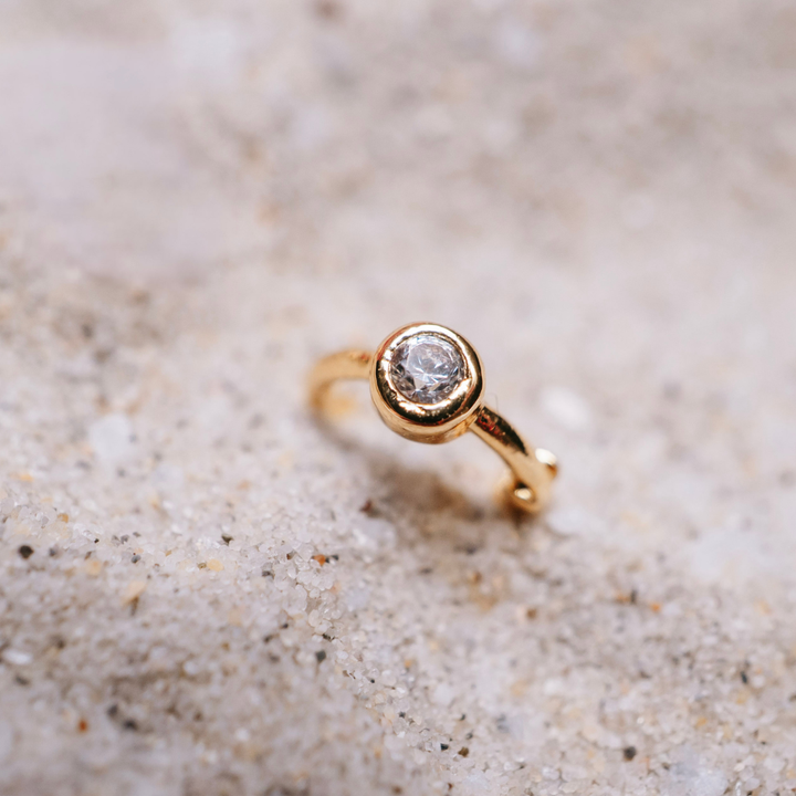 Tiny Side Ear Huggies (Gold & Clear)