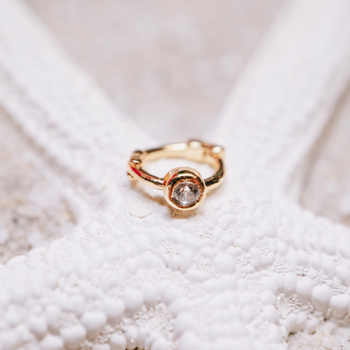 Tiny Side Ear Huggies (Gold & Clear)