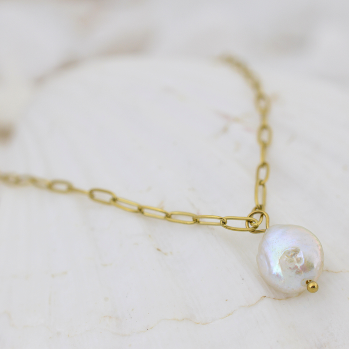 Gold Nomad Pearl Necklace