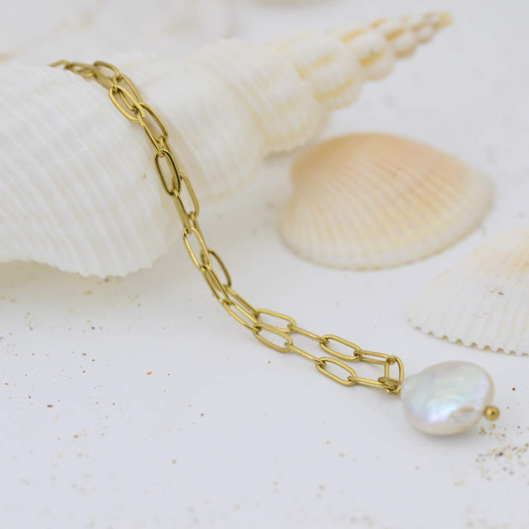 Gold Nomad Pearl Necklace