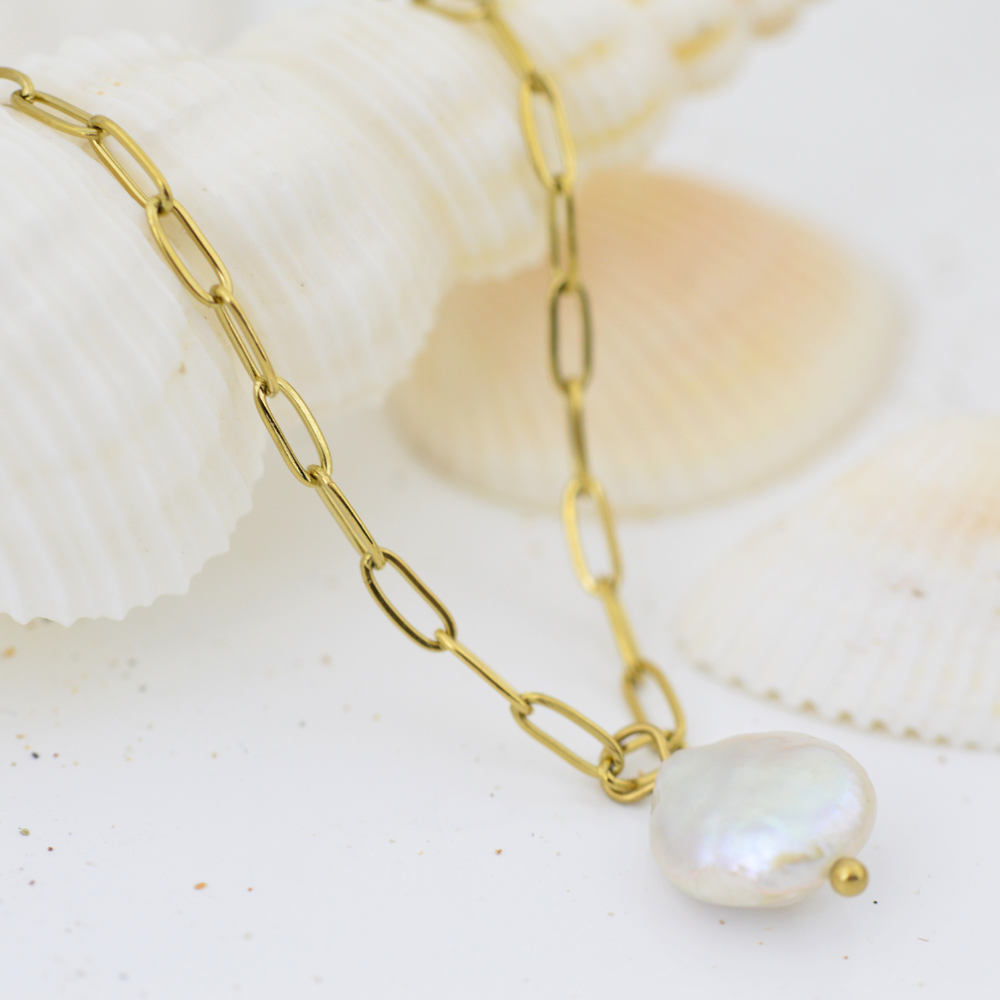 Necklaces - Gold Baroque Pearl Necklace