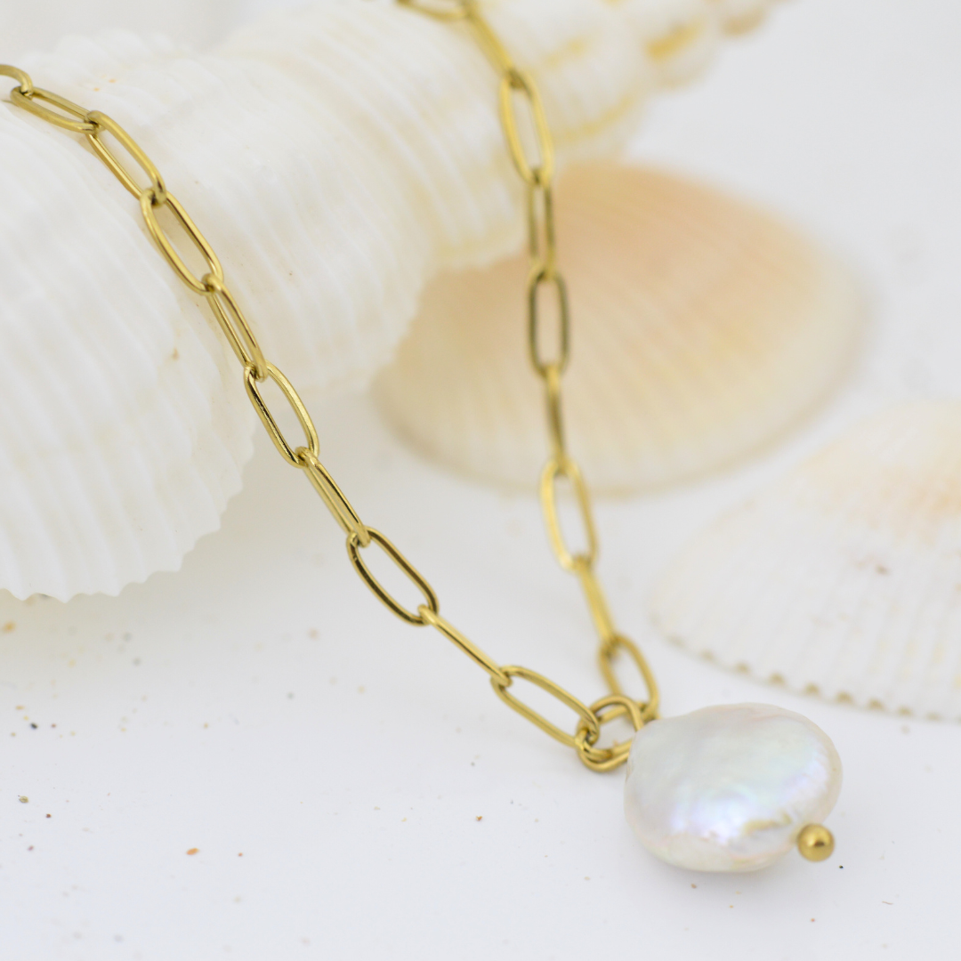 Necklaces - Gold Baroque Pearl Necklace