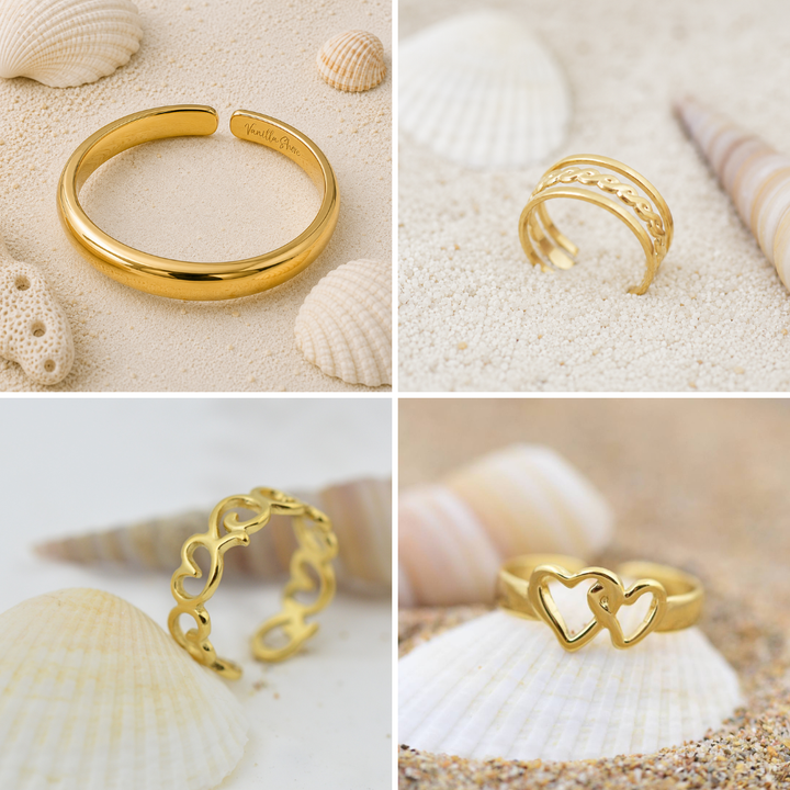 Waterproof Gold Toe Ring Bundle