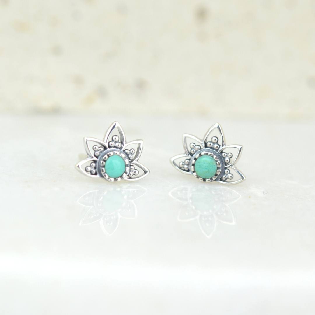 Turquoise Half Lotus Studs