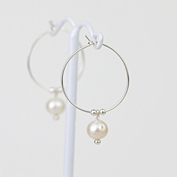 Earrings - Pearl Hoops