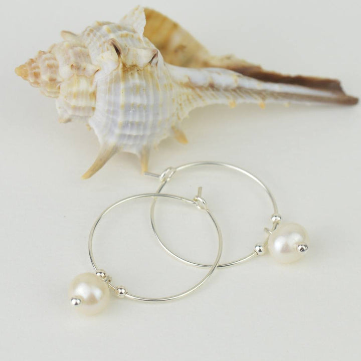 Earrings - Pearl Hoops