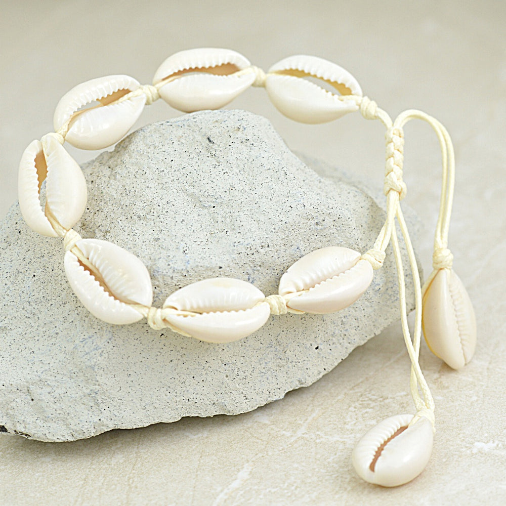 Bracelets - Cream Cord Cowrie Bracelet