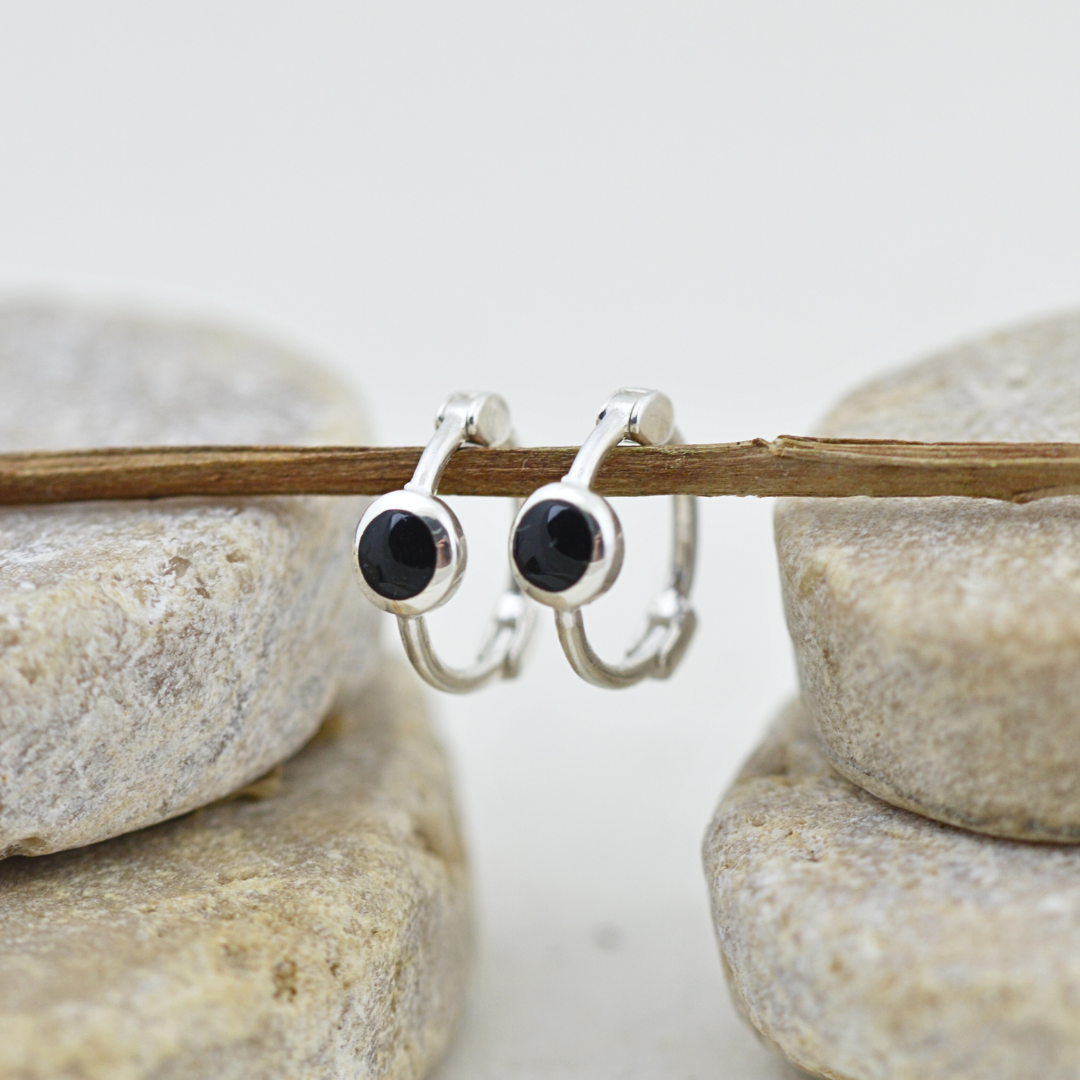 Earrings - Little Black Hoops