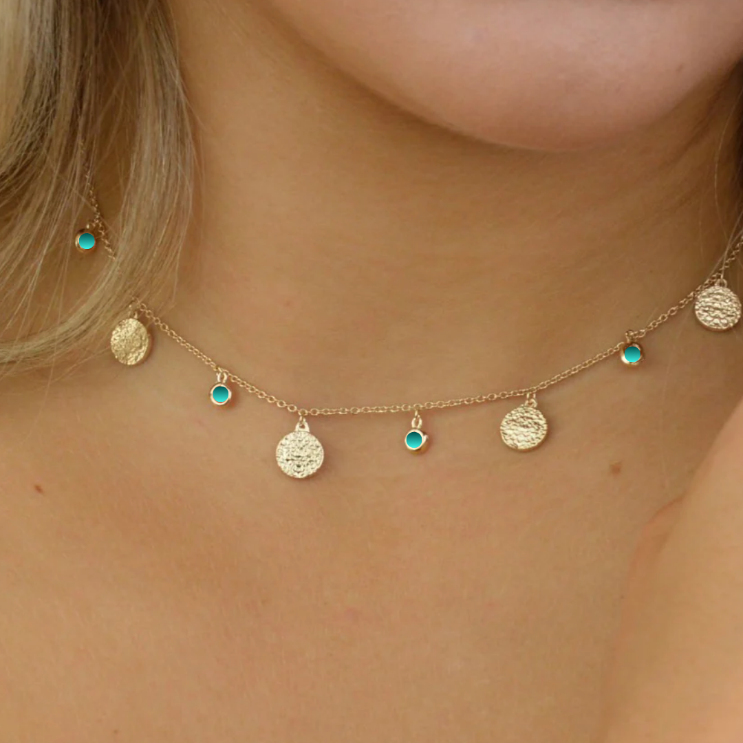Necklaces - Turquoise and Gold Necklace