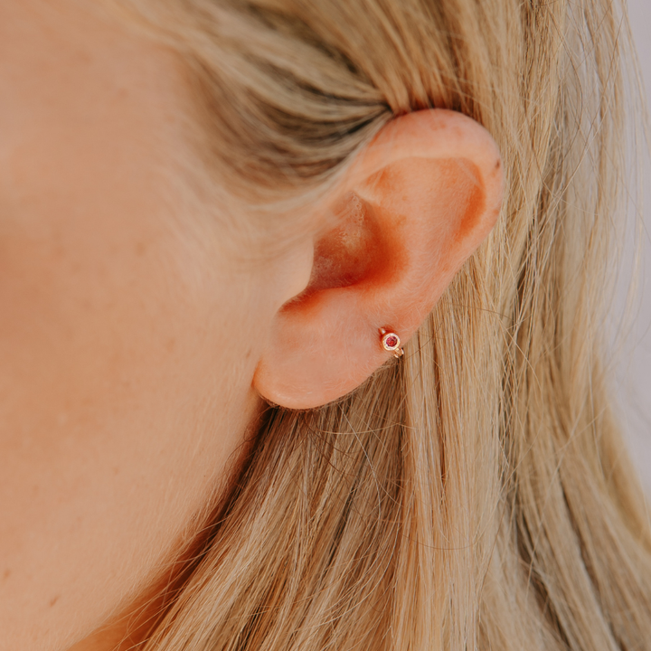 Tiny Side Ear Huggies (Rose & Ruby)