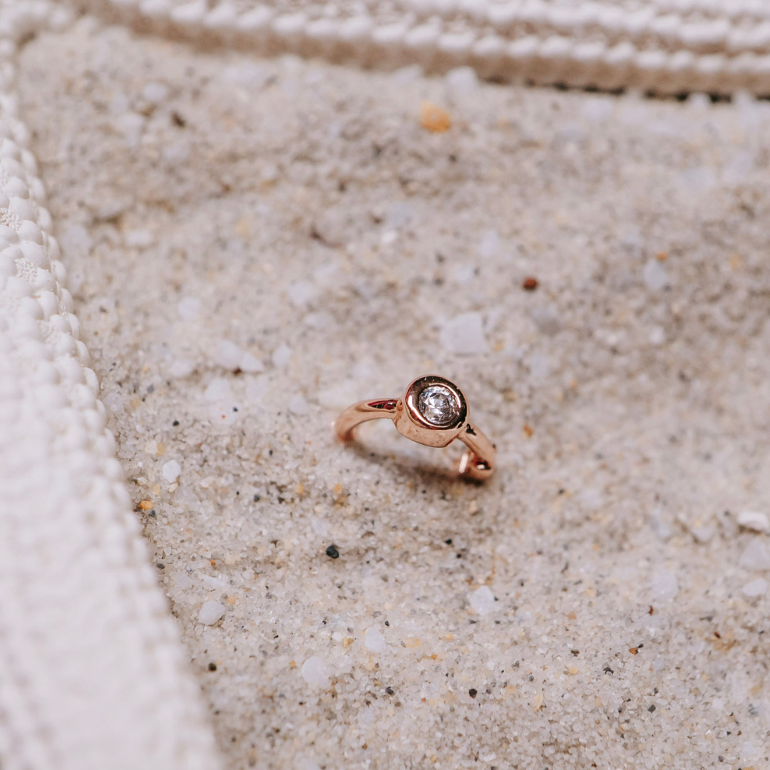 Tiny Side Ear Huggies (Rose & Clear)