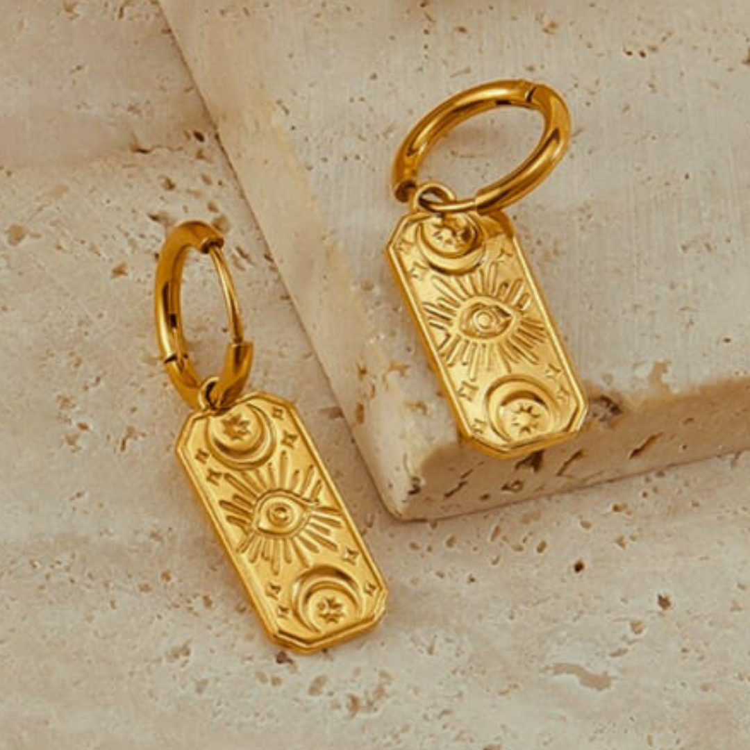 Earrings - Gold Eye Huggies