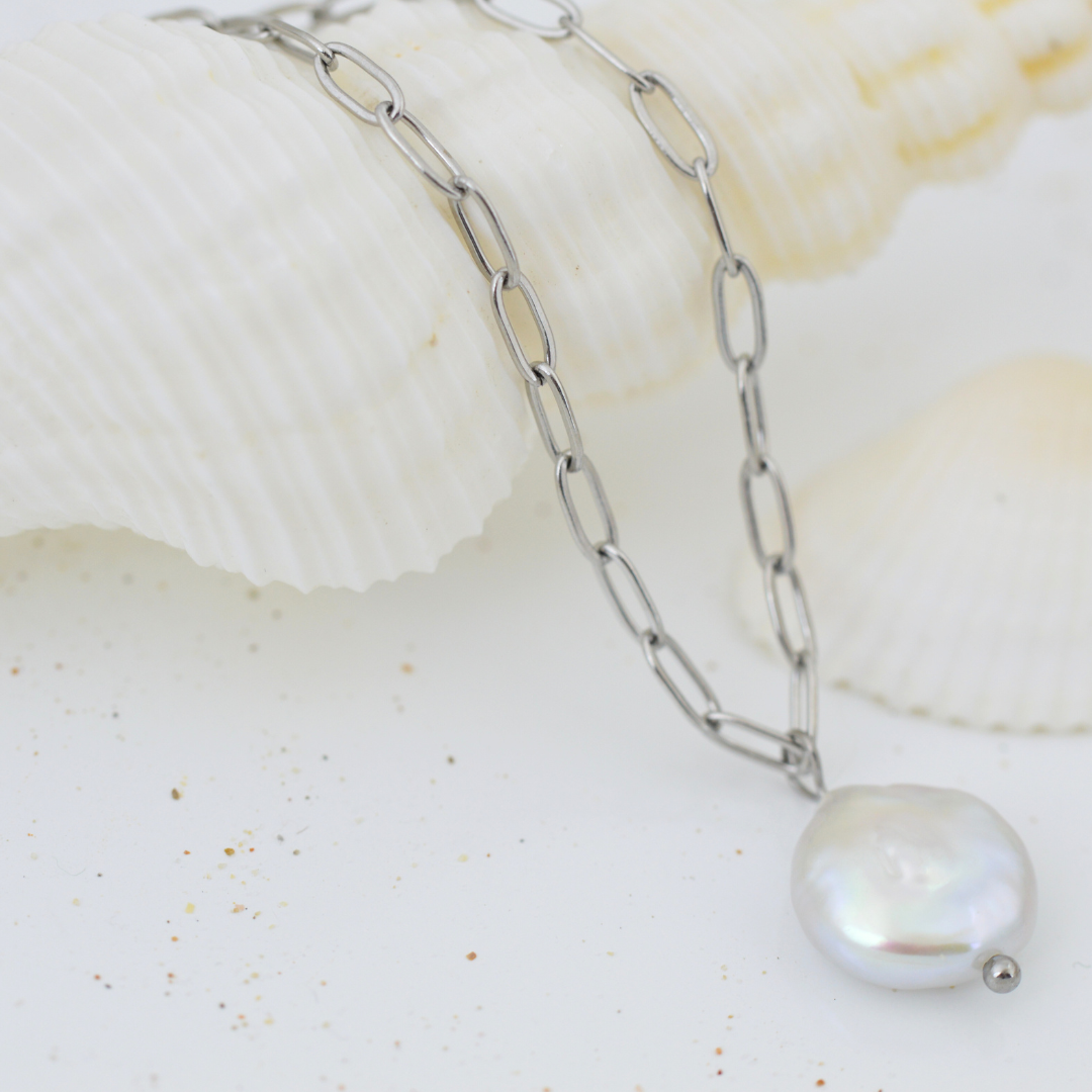 Silver Nomad Pearl Necklace