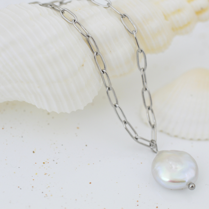 Silver Nomad Pearl Necklace