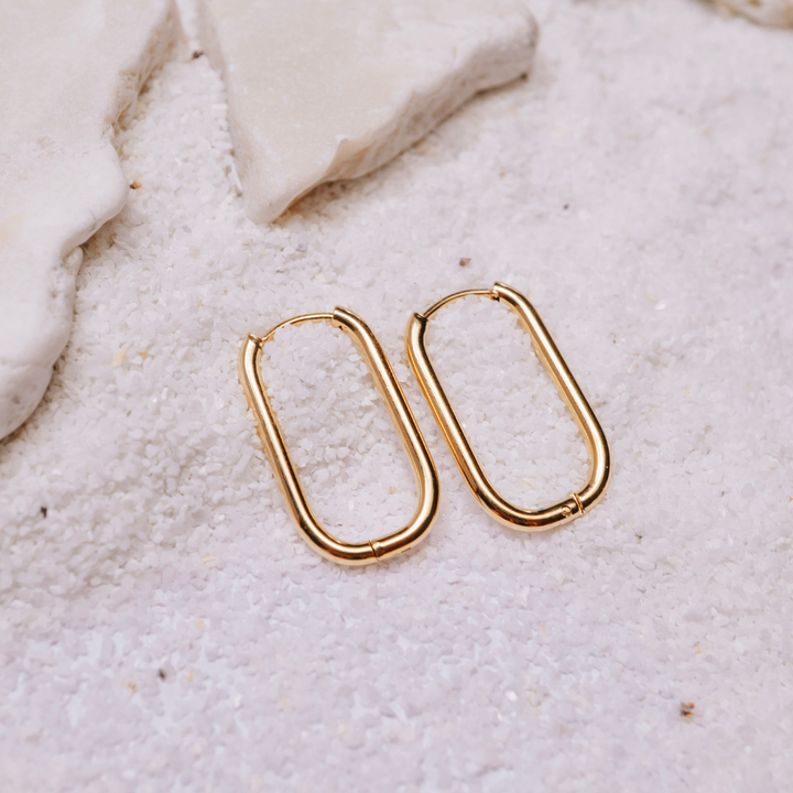 Earrings - Gold Oval Hoops
