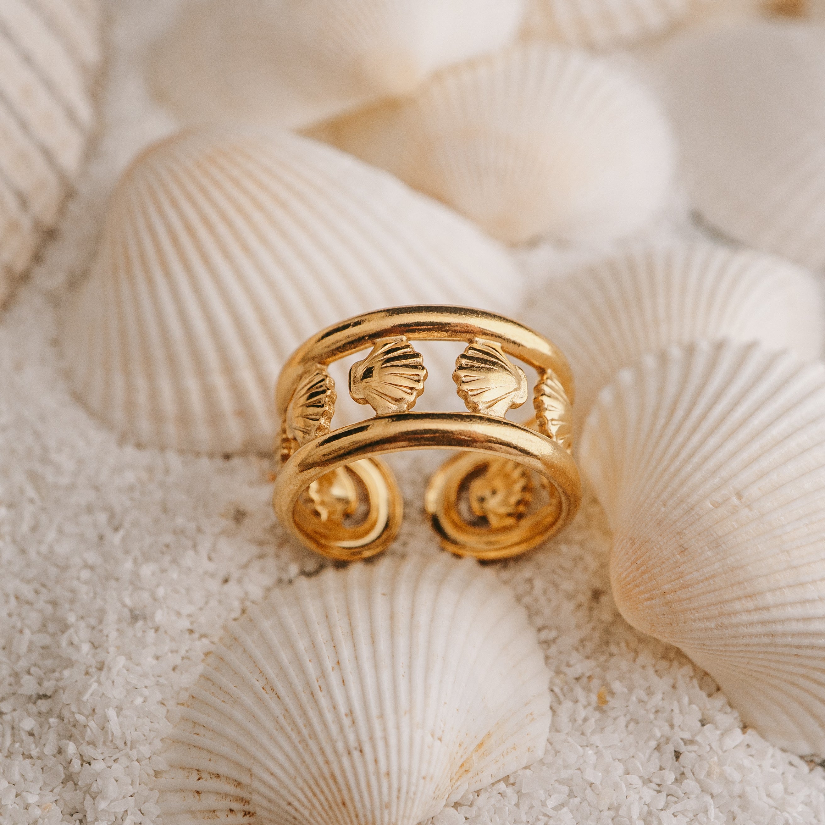 Golden Clam Shell Band (Adjustable) – Vanilla Shore