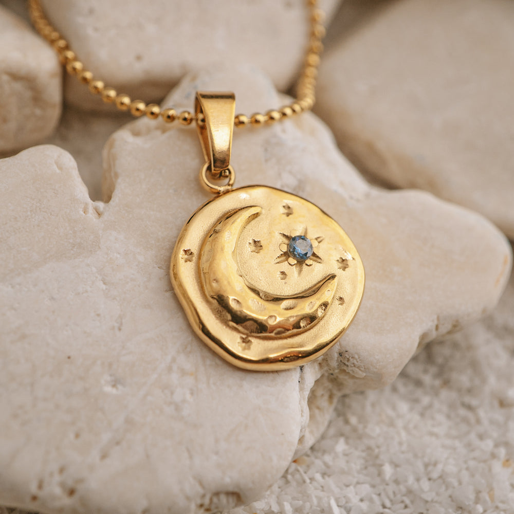 Necklaces - waterproof Gold Moon Necklace