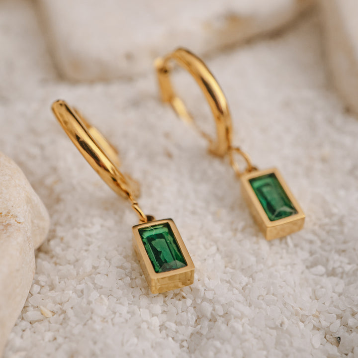 Earrings - Gold Emerald Earrings