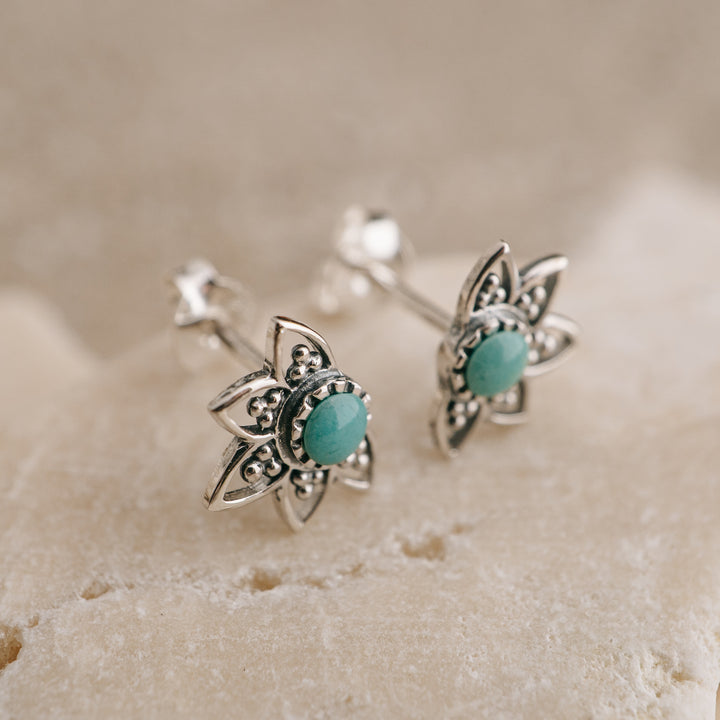 Earrings - Silver Lotus Studs