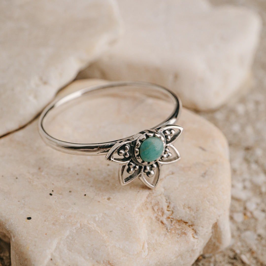 Turquoise Half Lotus Ring