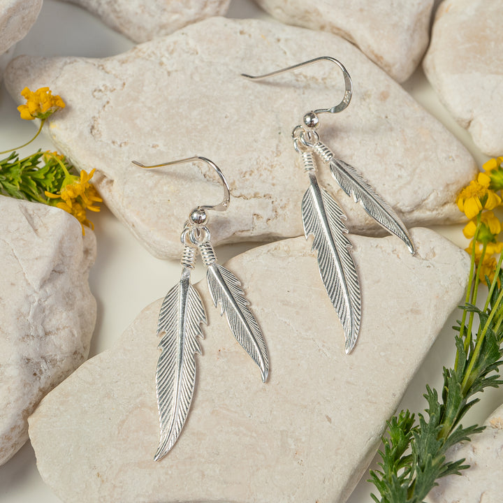 Double Feather Earrings