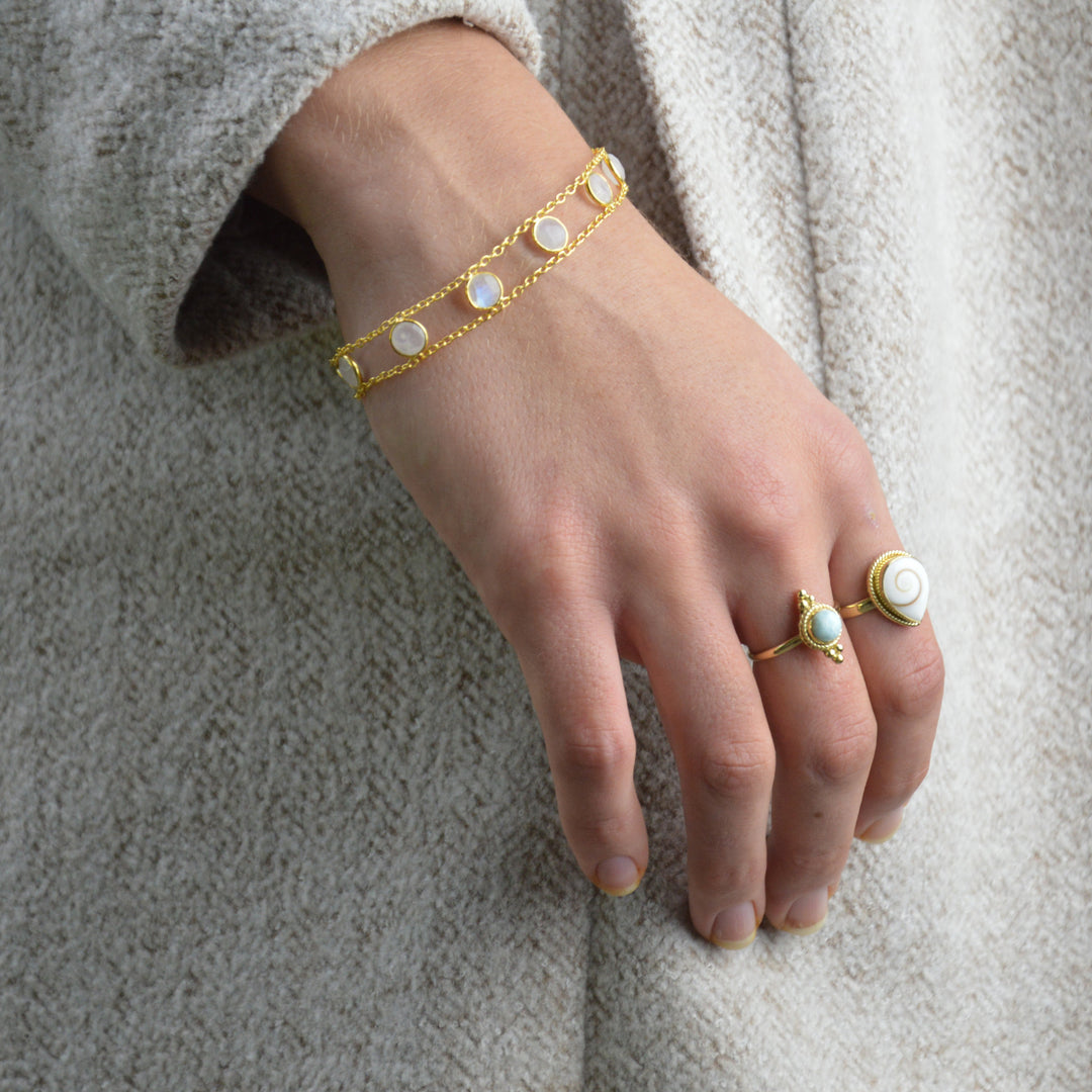 Gold Echoes Moonstone Bracelet