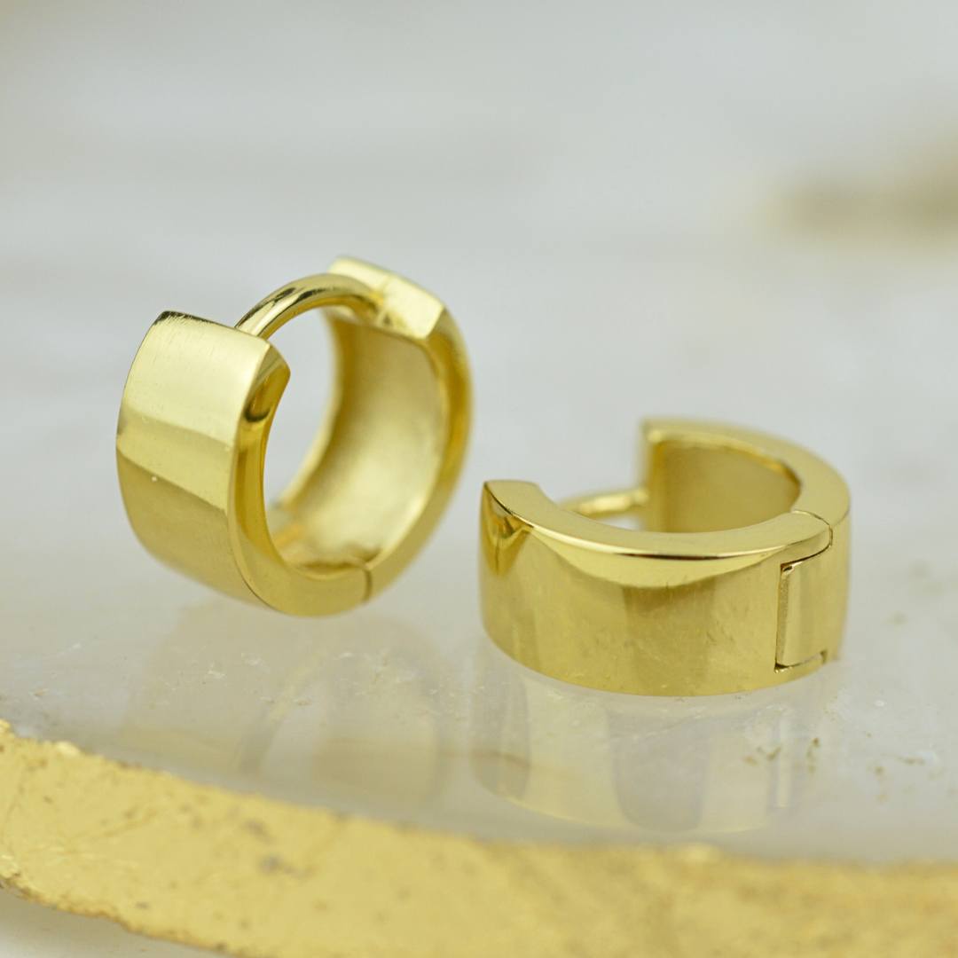 EARRINGS - Wide Gold Huggies