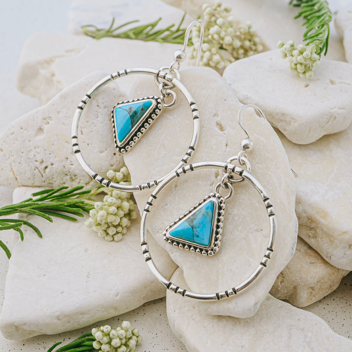 Earrings - Turquoise Tribal Hoops