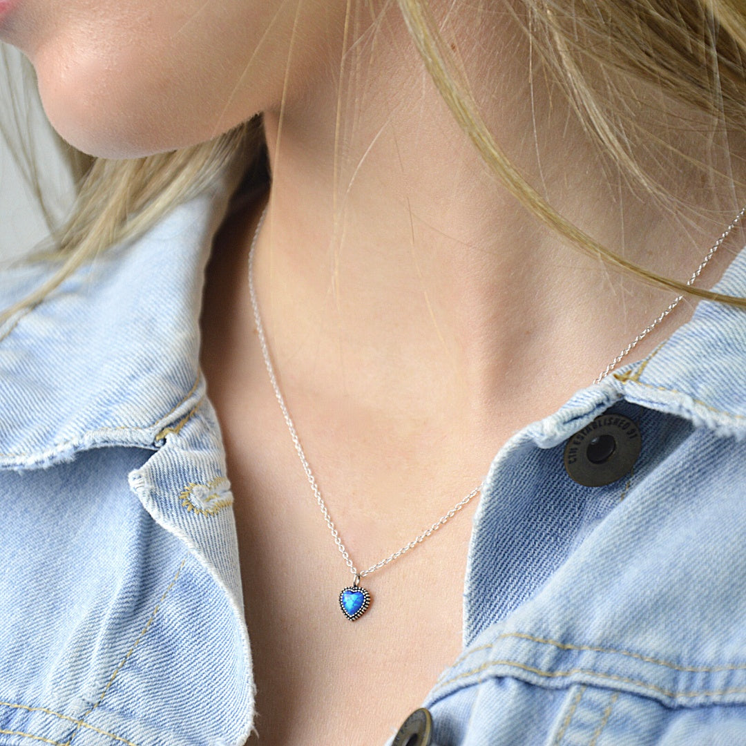 Necklaces - Opal Heart Necklace