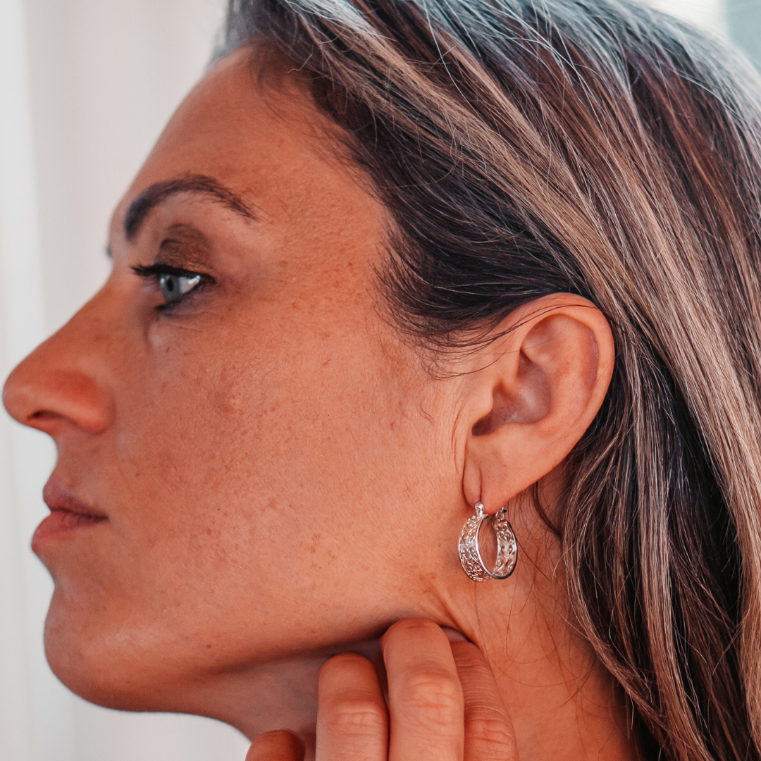 Esrrings  - Filigree Hoops
 silver 