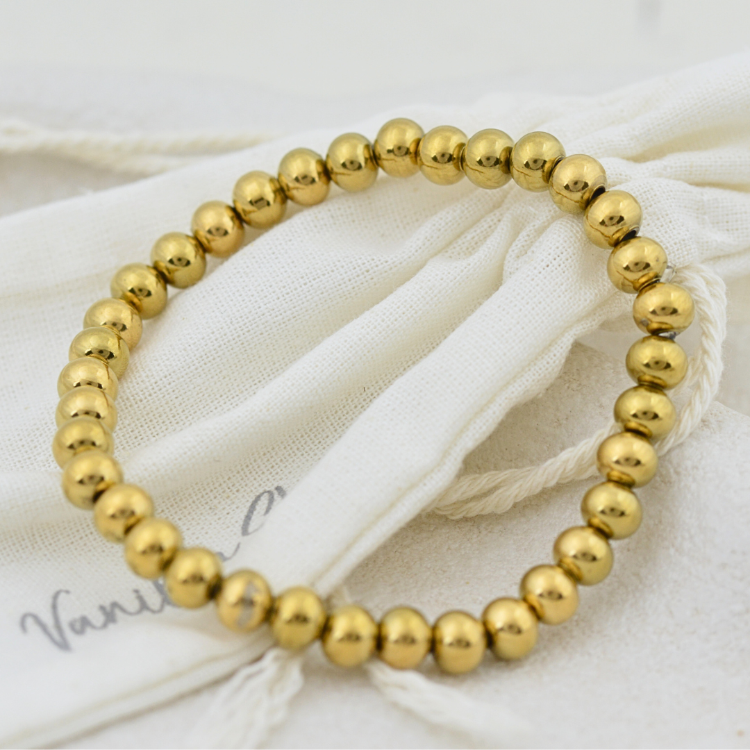 Bracelets - Gold Bead Stretch Bracelet