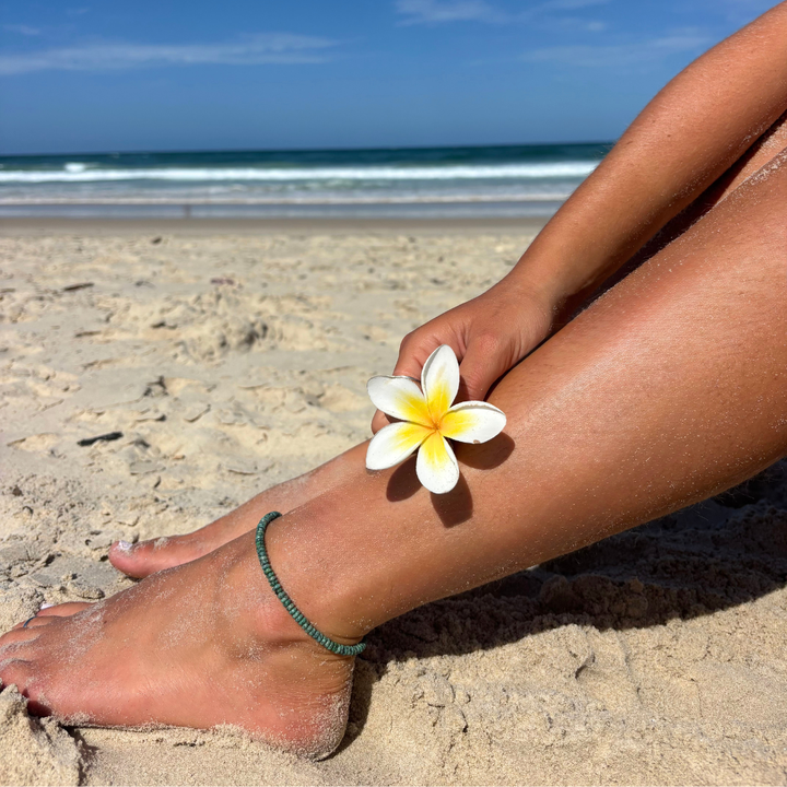 African Turquoise Beaded Anklet